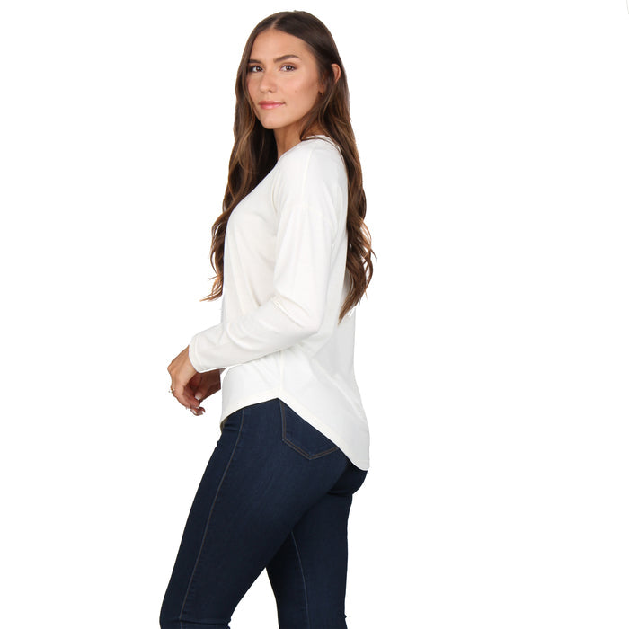 Long Sleeve Rounded Hem Top