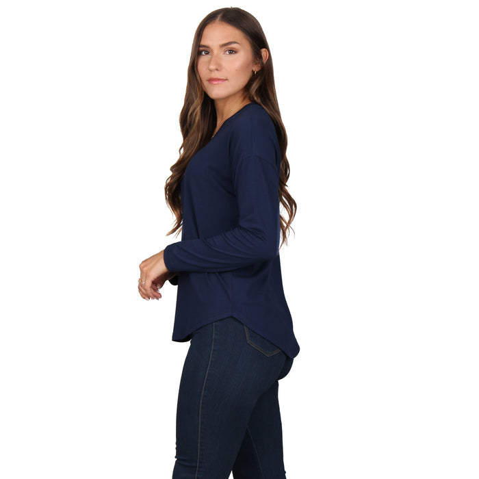Long Sleeve Rounded Hem Top