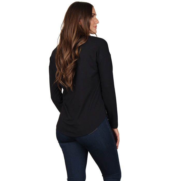 Long Sleeve Rounded Hem Top