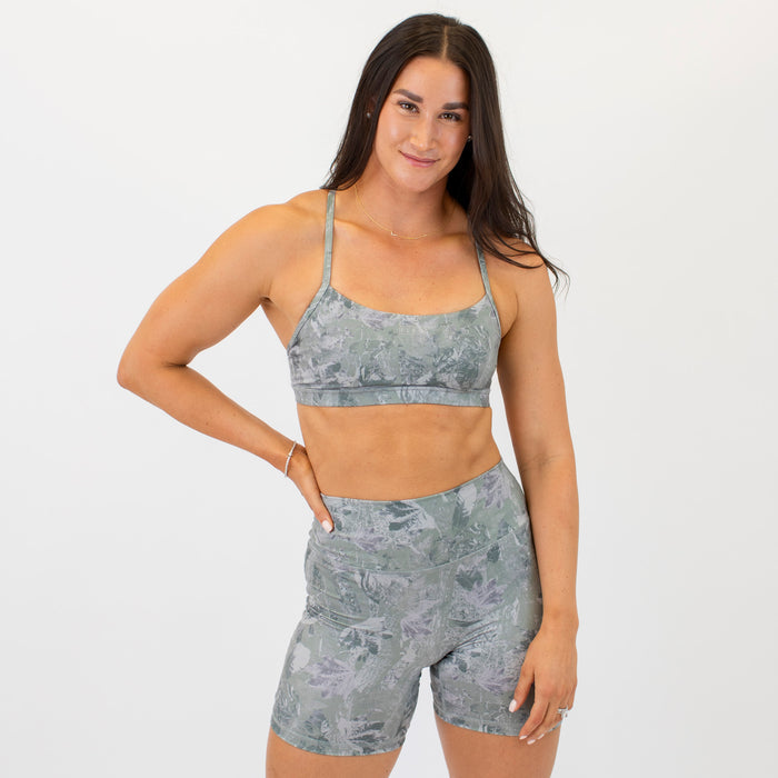 Loop Back Sports Bra - Sage Camo