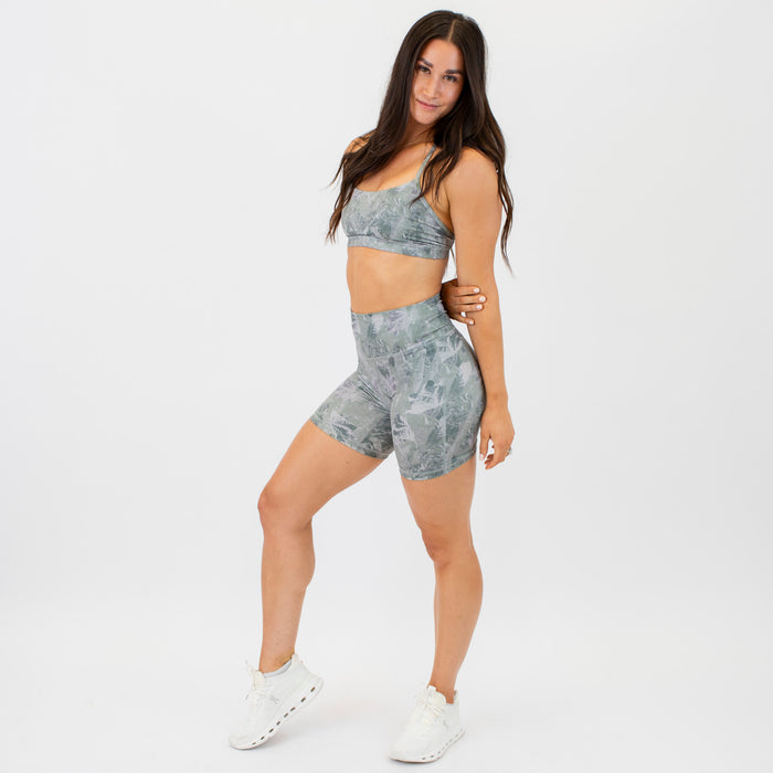 Loop Back Sports Bra - Sage Camo