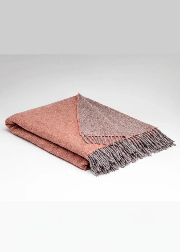 McNutt Irish Wool Blanket - Peach Nectar | 100% Pure Wool Throw
