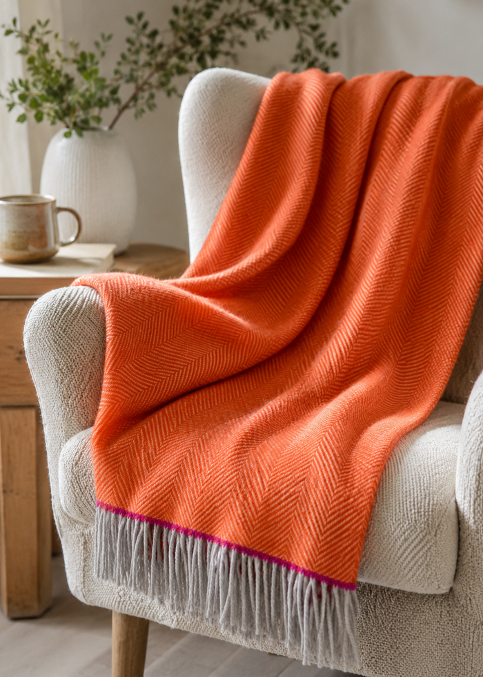 McNutt of Donegal Maude Herringbone Blanket Throw | Pure Irish Wool
