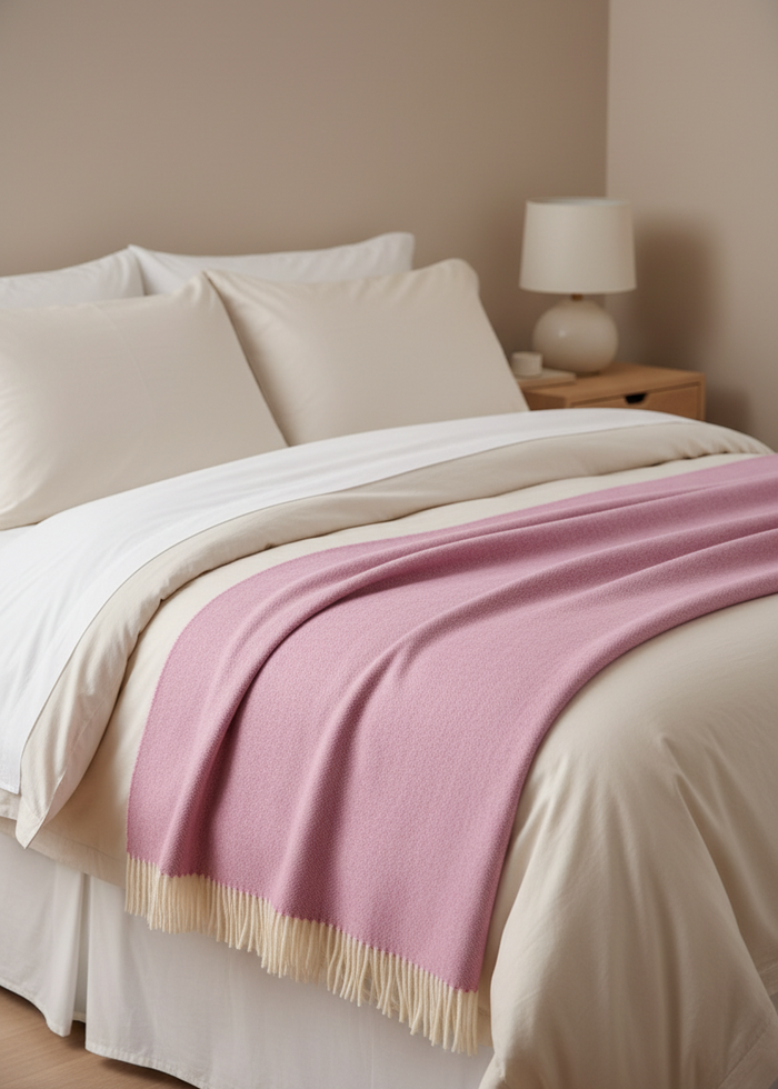 McNutt Lambswool Supersoft Blanket | Spotted Pink