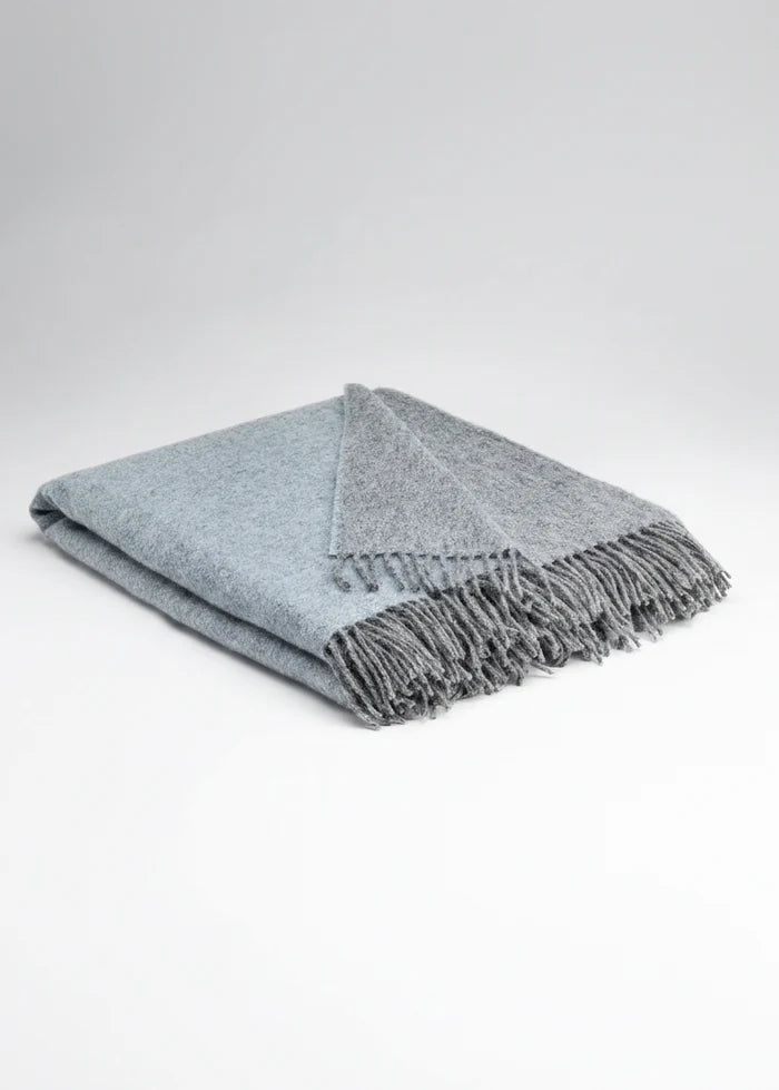 McNutt of Donegal Starlight Blue Reversible Wool Blanket | Pure Irish Wool
