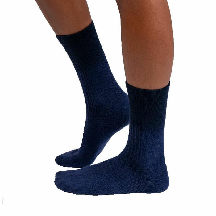 A pair of men's all-day socks in navy color, featuring terry padding in the toe and heel.