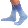 Blue crew socks on a white background