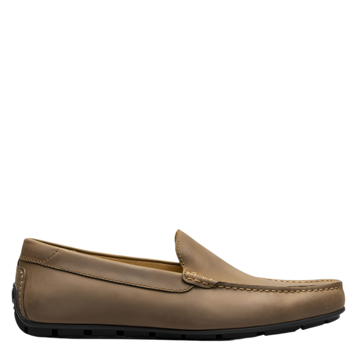 A brown Florsheim Motor Moc Toe Venetian Driver shoe with a smooth leather upper and a fully cushioned footbed.