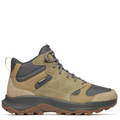 Brown and gray hiking boot on a white background