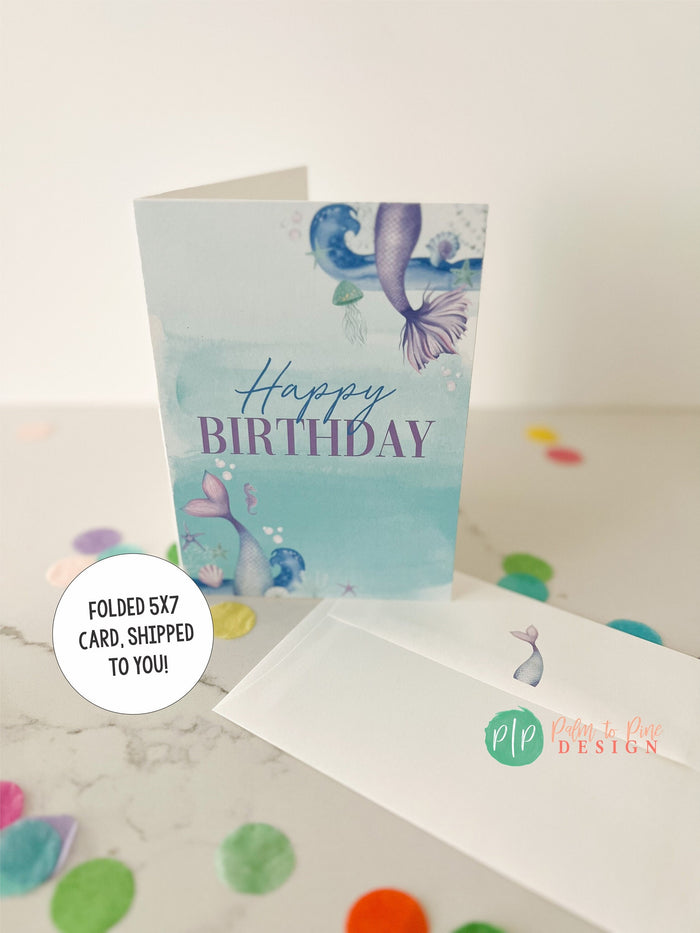 Mermaid Birthday Card with Matching Envelope
