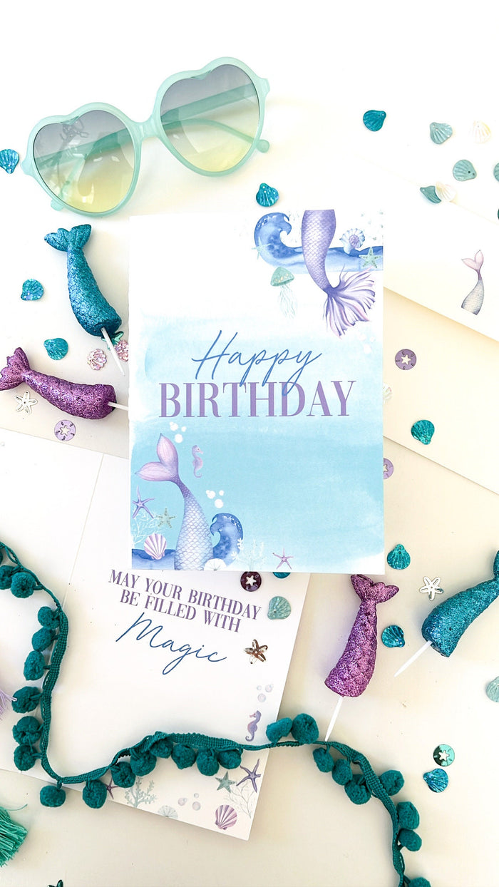 Mermaid Birthday Card with Matching Envelope