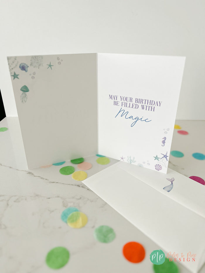 Mermaid Birthday Card with Matching Envelope