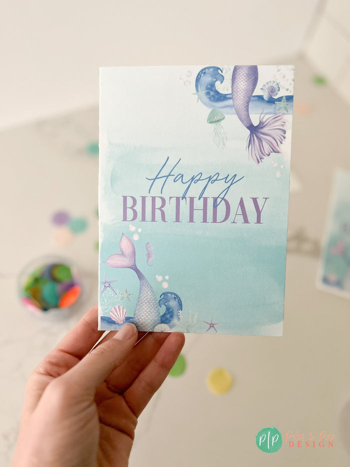 Mermaid Birthday Card with Matching Envelope