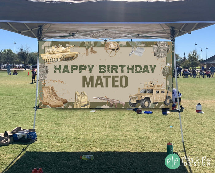 Military Birthday Party Banner