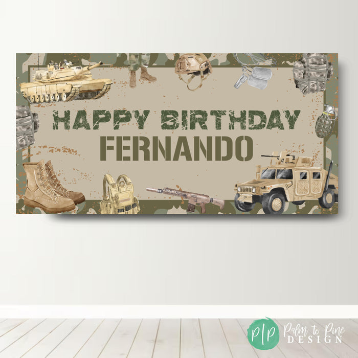 Military Birthday Party Banner