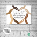 A poster with a heart-shaped design made up of hands of various skin tones, accompanied by a MLK quote about love and unity.