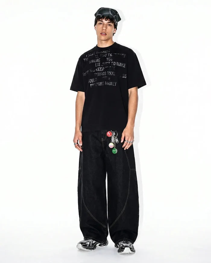 Mock Neck Distressed Graphic T-Shirt | Inflation Streetwear