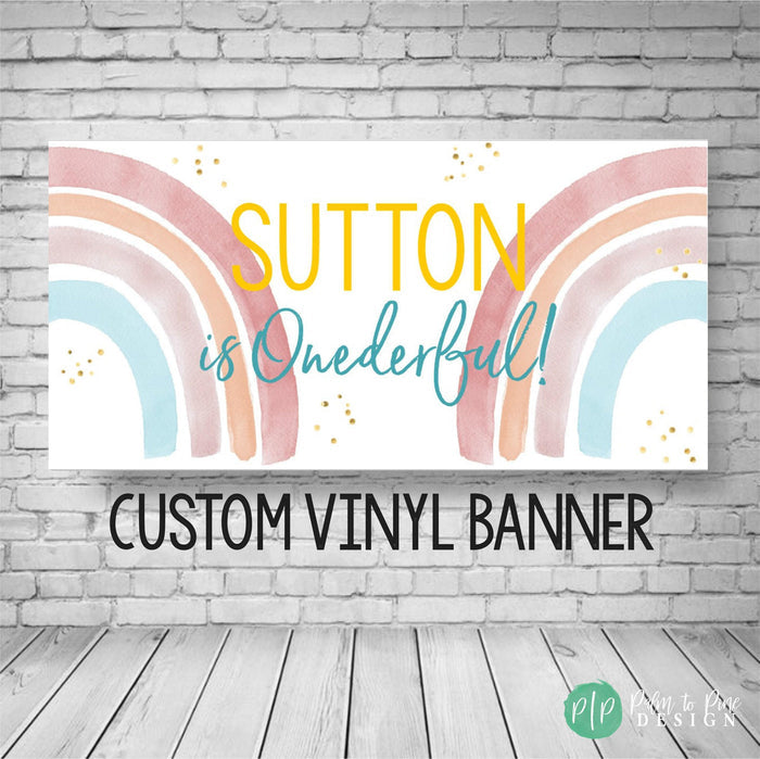 Modern Watercolor Boho Rainbow Birthday Banner