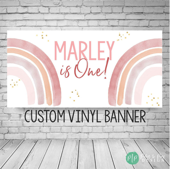 Modern Watercolor Boho Rainbow Birthday Banner