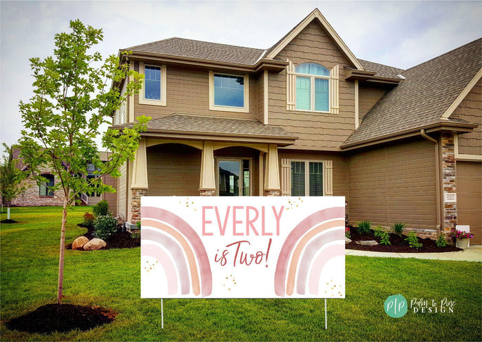 Modern Watercolor Boho Rainbow Birthday Banner
