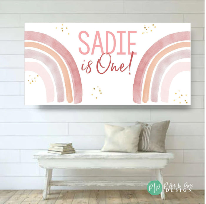 Modern Watercolor Boho Rainbow Birthday Banner