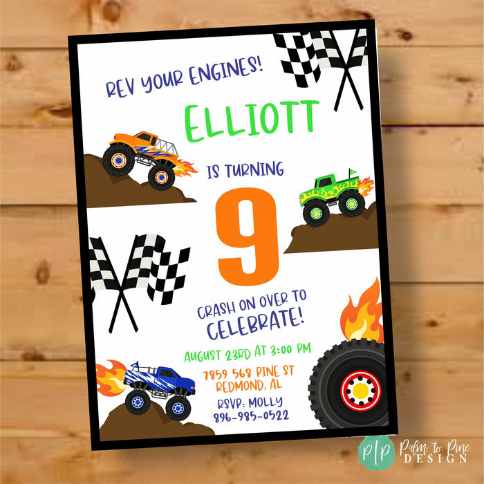 Monster Truck Birthday Invitation