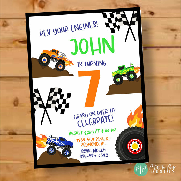Monster Truck Birthday Invitation