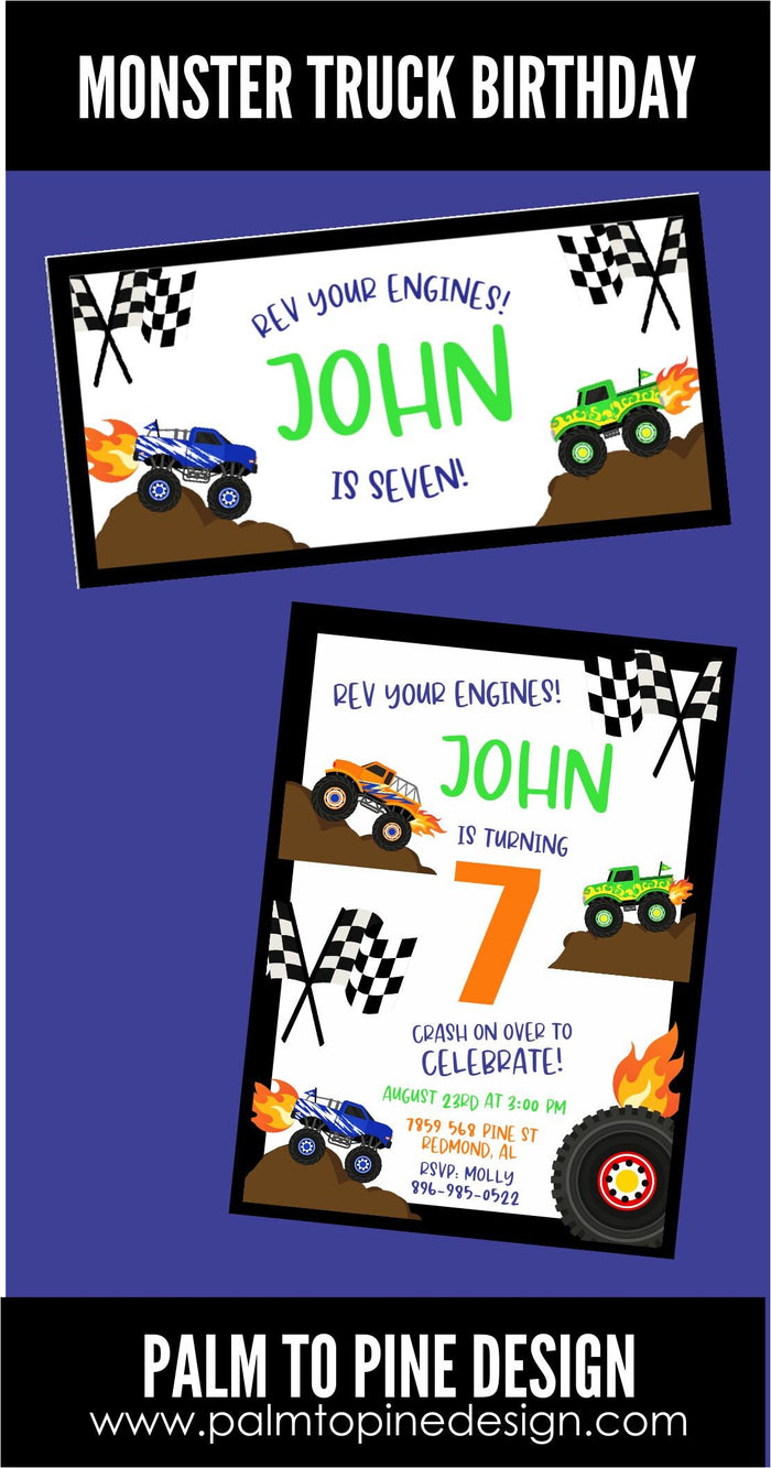 Monster Truck Birthday Invitation