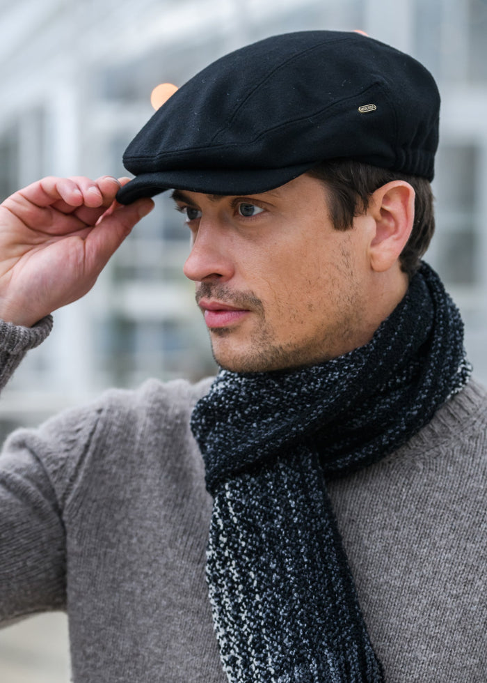 Mucros Kerry Cap | Premium Wool Flat Cap | Black