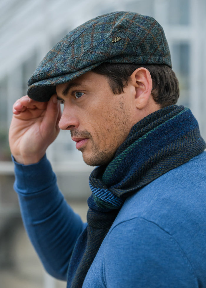 Mucros Kerry Cap | Premium Wool Flat Cap in Green Plaid