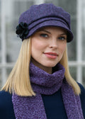 Mucros Newsboy Cap | Purple Herringbone Tweed