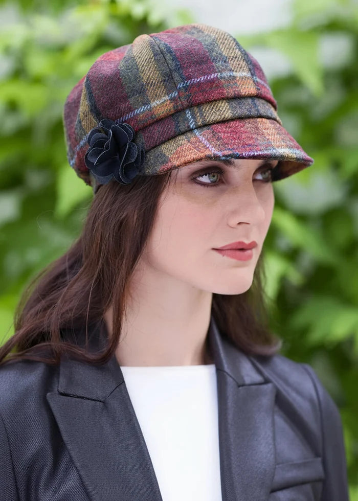 Mucros Newsboy Cap | Rust Check Tweed
