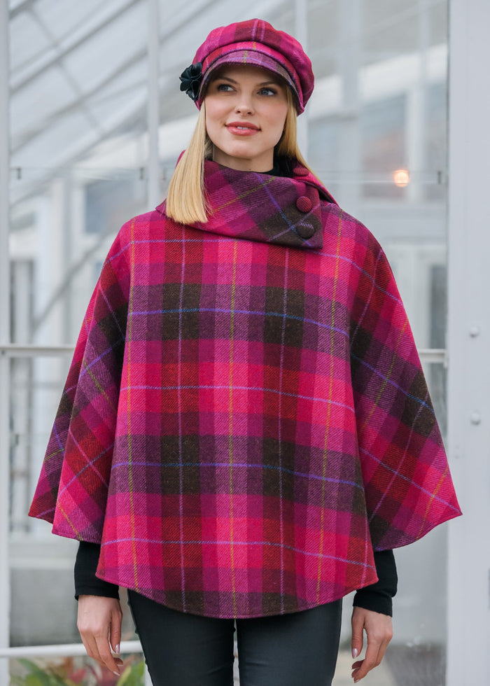 Mucros Poncho | Pink Check