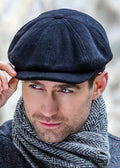 Mucros Premium Wool Driving Cap | Classic 8-Piece Black Flat Cap