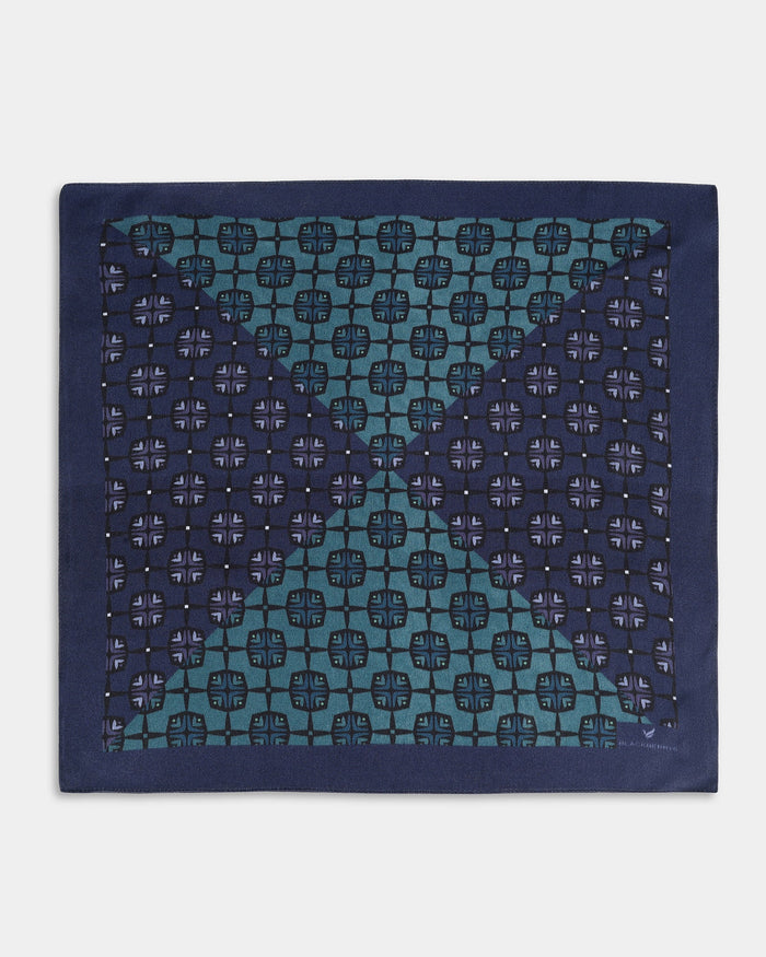 Multi Color Printed 100% Silk Pocket Square - Air