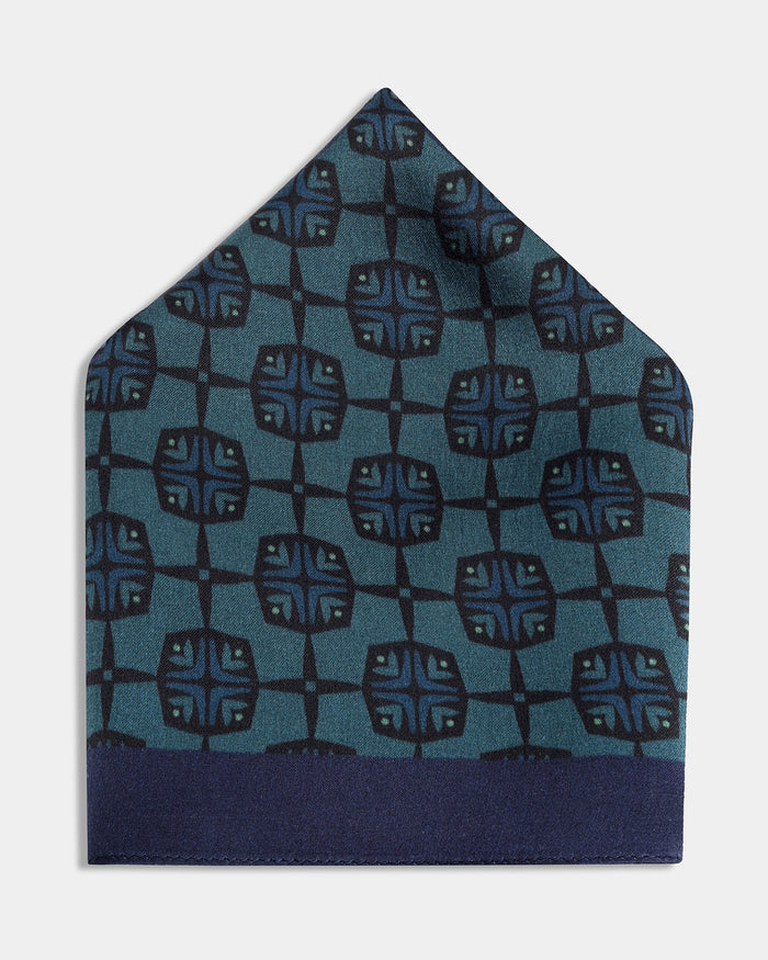 Multi Color Printed 100% Silk Pocket Square - Air