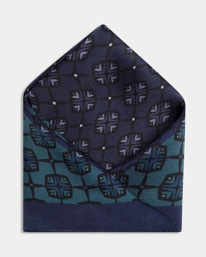Multi Color Printed 100% Silk Pocket Square - Air