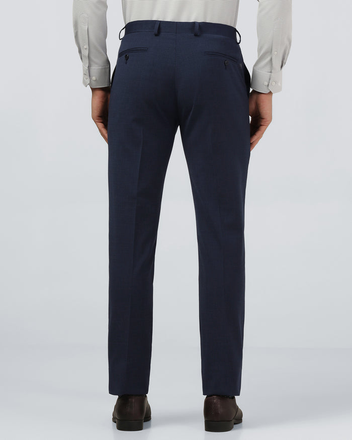 Navy Melange Textured Trouser - Caleb
