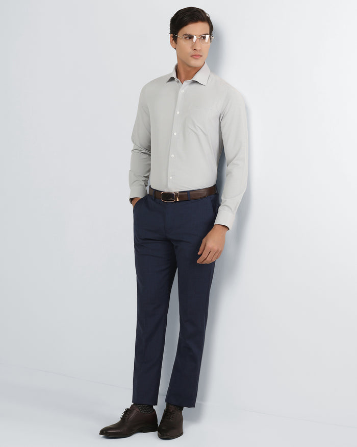 Navy Melange Textured Trouser - Caleb