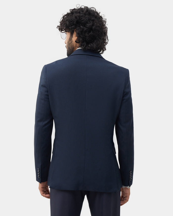 Navy Textured Blazer - Sazam