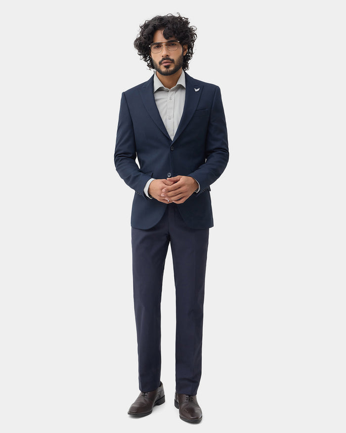 Navy Textured Blazer - Sazam
