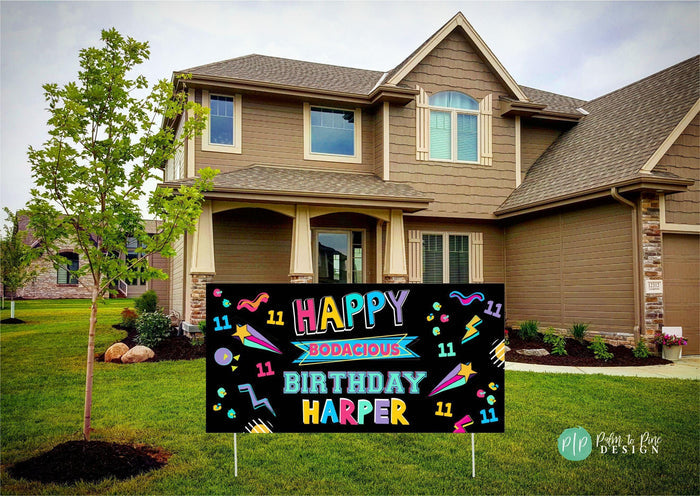 Neon 90's Birthday Banner