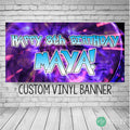 Anime Birthday Banner with purple and neon blue font