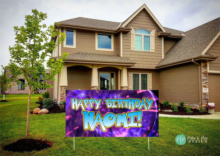 Neon Anime Birthday Banner