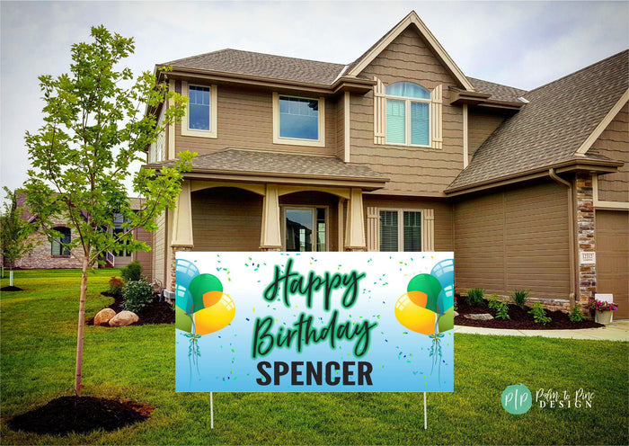 Neon Boys Personalized Happy Birthday Banner