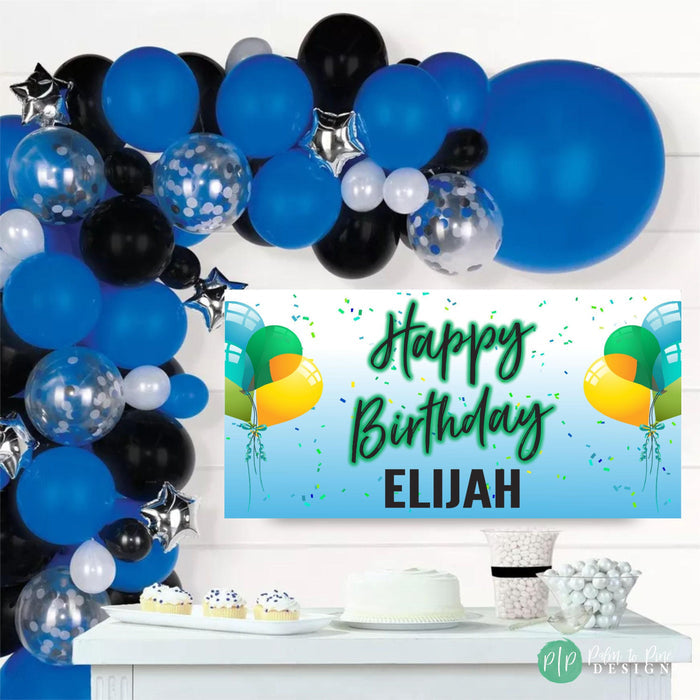 Neon Boys Personalized Happy Birthday Banner