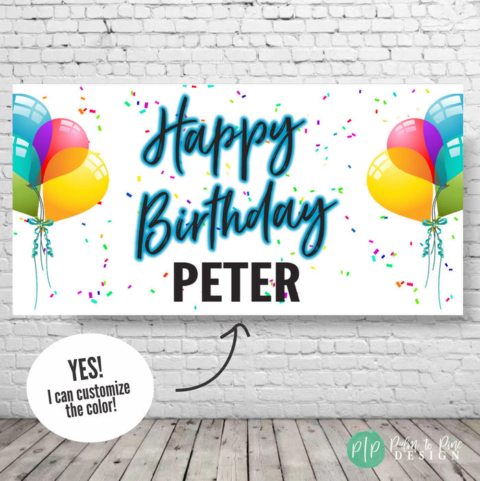 Neon Party Personalized Birthday Banner