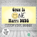 smiley face birthday banner for boys first birthday
