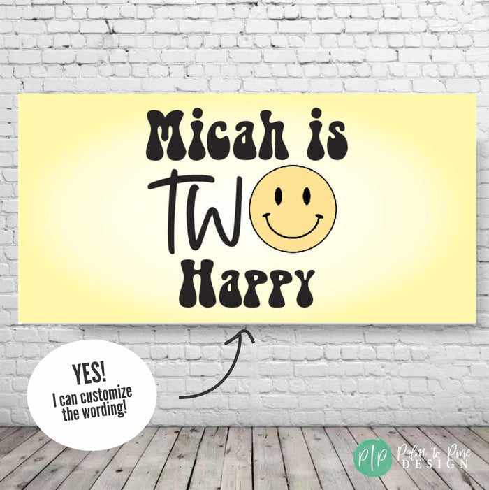 boys second birthday smiley face banner