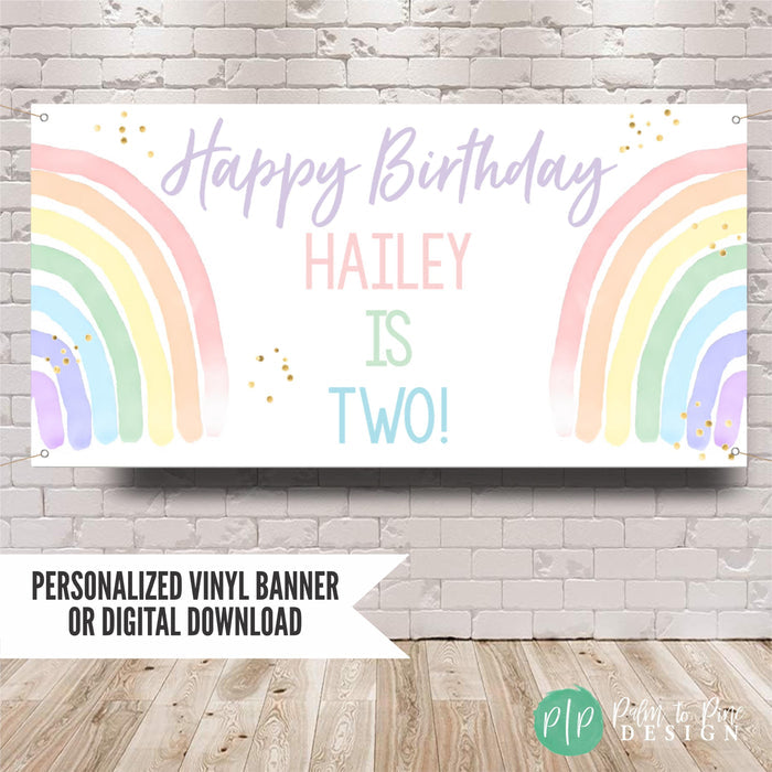 rainbow birthday banner for girls party
